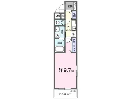 サラスバティII(1K/3階)の間取り写真