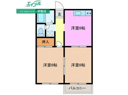 ウッディベル A(2DK/1階)の間取り写真