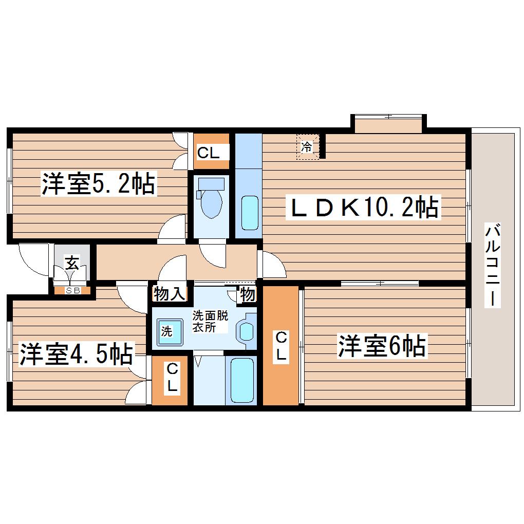 グランドール泉中央II(2SLDK/1階)の間取り写真