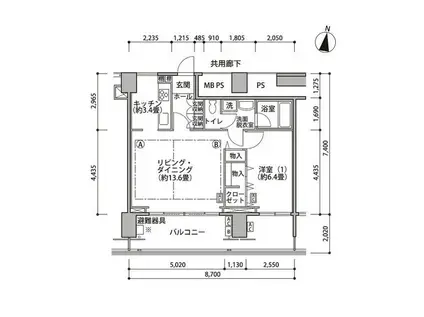 東雲キャナルコートCODAN17号棟(1LDK/9階)の間取り写真