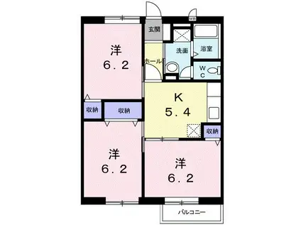 エクセルタウンI(3DK/2階)の間取り写真