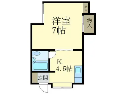 浦之段ニューコーポ(1K/1階)の間取り写真