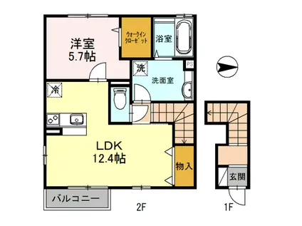 ルグランコート B棟(1LDK/2階)の間取り写真