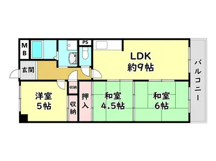 キャピタル キダ(3LDK/2階)の間取り写真