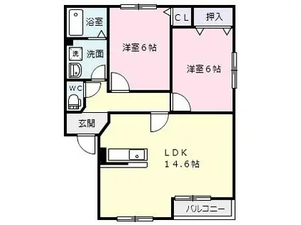 パークメゾンA(2LDK/2階)の間取り写真