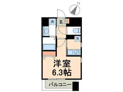 レジデンシア カルマール(1K/3階)の間取り写真