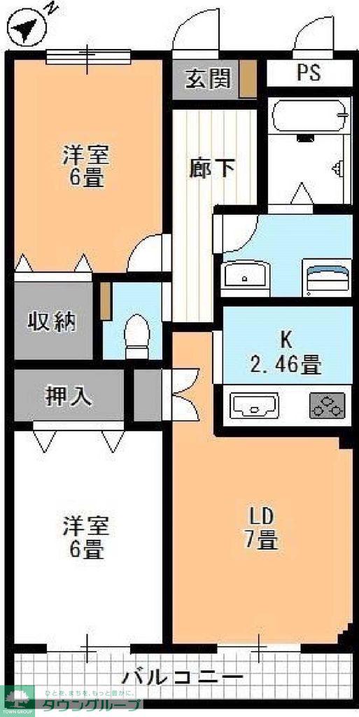 コンフォール(2DK/1階)の間取り写真