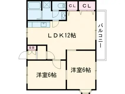 エスポワールB(2LDK/2階)の間取り写真