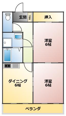 エクシード近見(2DK/3階)の間取り写真