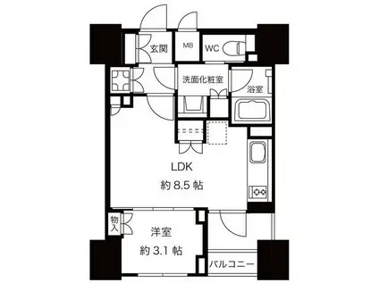プレミスト渋谷宮益坂(1LDK/10階)の間取り写真