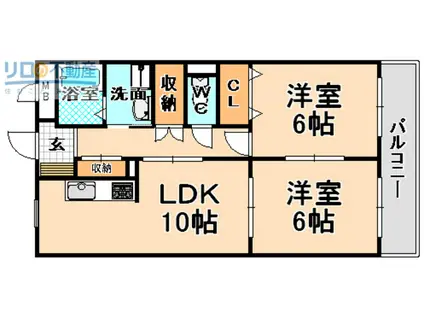 アネックス古結2(2LDK/5階)の間取り写真