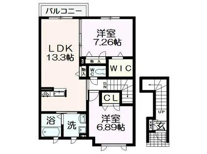 シャーメゾンさくら(2LDK/2階)の間取り写真