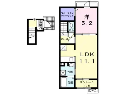 コーポ・フォーレスタ(1LDK/2階)の間取り写真