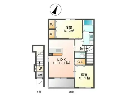 RICHE(2LDK/2階)の間取り写真