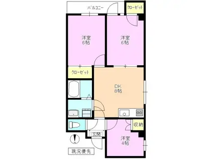 ロイヤルコーワ(3DK/2階)の間取り写真