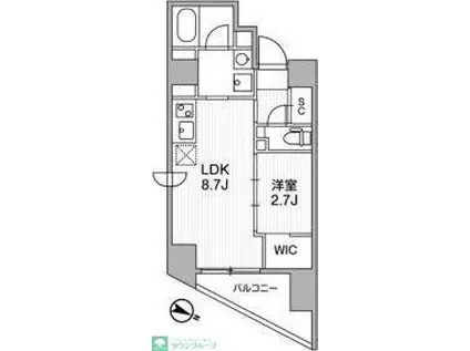 GRANDUO下北沢12(1LDK/1階)の間取り写真