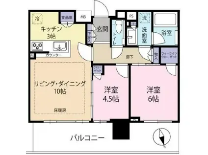 シティタワ―八王子フレシア(2LDK/8階)の間取り写真