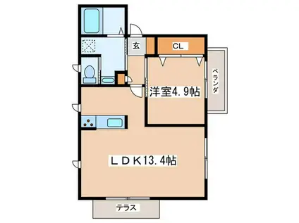 ベルセゾン富士(1LDK/1階)の間取り写真