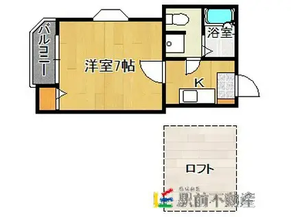 ピュア香椎参番館(1K/2階)の間取り写真