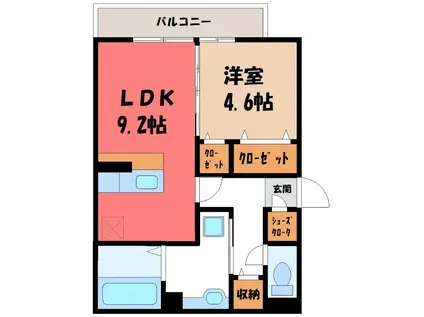 D-ROOM紅雲町A(1LDK/2階)の間取り写真