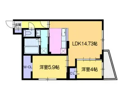 ヴォヤージュ菊水(2LDK/1階)の間取り写真