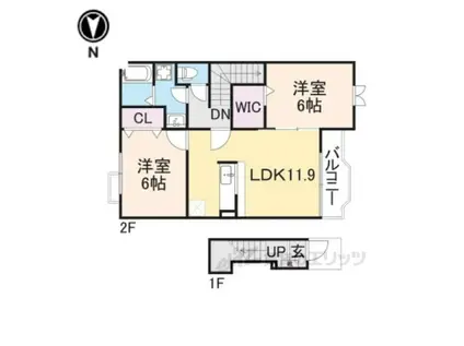 エレガンテ(2DK/1階)の間取り写真