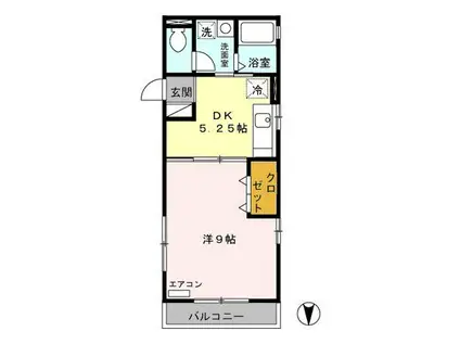 リヴェールコート(1DK/2階)の間取り写真