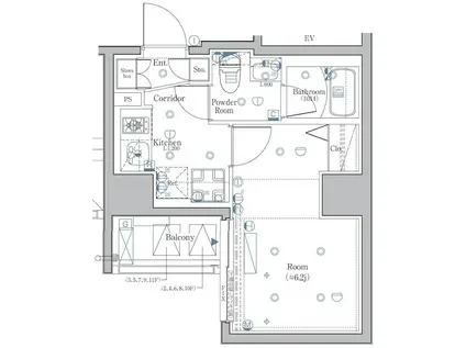 シーフォルム横濱平沼橋(1K/9階)の間取り写真