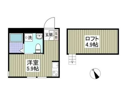 BEAMS富岡東N号棟(ワンルーム/1階)の間取り写真