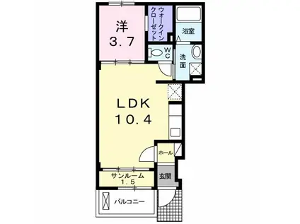 カーサ・フィオーレ(1LDK/1階)の間取り写真
