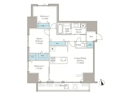 ヴィスタ西早稲田(3LDK/11階)の間取り写真