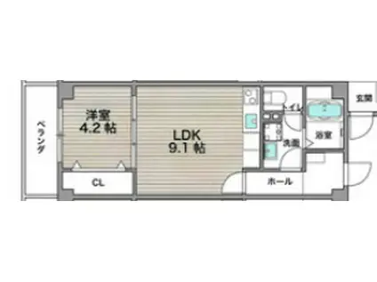 アルカンシェルコート緑橋(1LDK/2階)の間取り写真