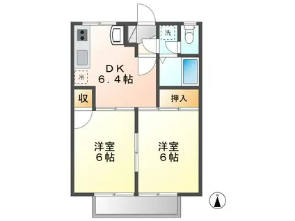 ピオニコーポB(2DK/2階)の間取り写真