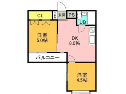エルドラド香貫(2DK/3階)の間取り写真