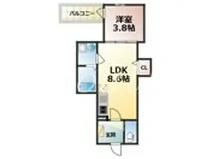 LUNA TERRACE 近代前(1LDK/2階)の間取り写真