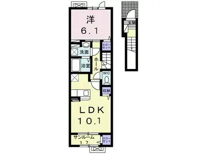 マニフィック北半田I(1LDK/2階)の間取り写真