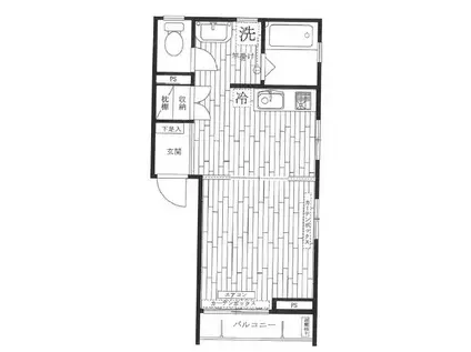 ルミナス戸山(1DK/2階)の間取り写真