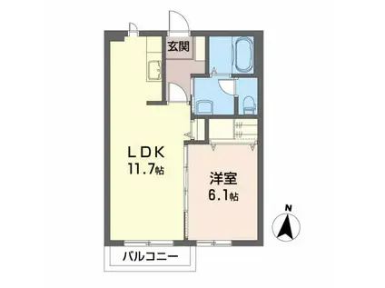 メゾン・ラークB(1LDK/2階)の間取り写真