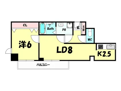 プレザン新神戸(1LDK/3階)の間取り写真