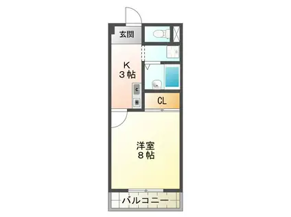 リバティベル(1K/2階)の間取り写真