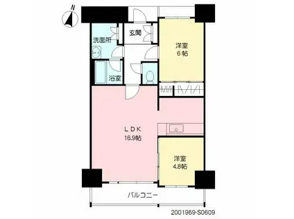 プライムメゾン セントラルパーク(2LDK/6階)の間取り写真