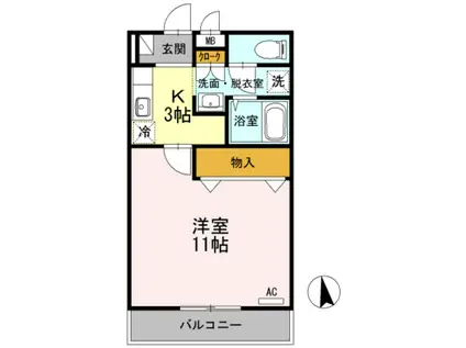 オードピュール(1K/2階)の間取り写真