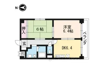 ウィンドベル四条大宮(2DK/3階)の間取り写真