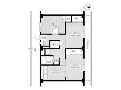 ビレッジハウス草部 7号棟(3DK/5階)の間取り写真