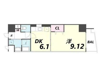 メルベーユコート(1DK/7階)の間取り写真