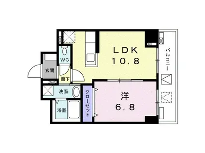 菊水レジデンス綱島II(1LDK/6階)の間取り写真