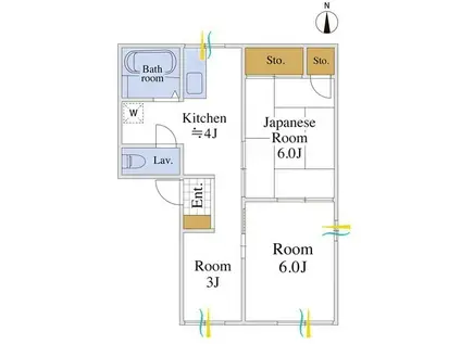 フォーブル平尾B(3K/2階)の間取り写真
