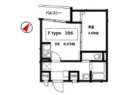 ユーレジデンス武蔵小山(1DK/2階)の間取り写真