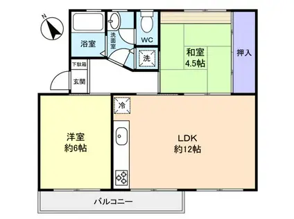 花見川団地7街区18号棟(2LDK/5階)の間取り写真