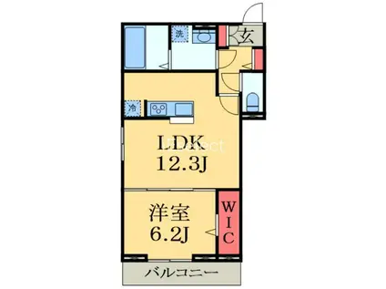 D-ROOM都賀2丁目IIーA棟(1LDK/1階)の間取り写真